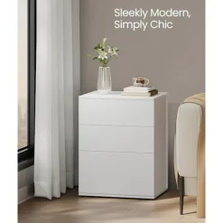 Superhurtig Montering Uden Værktøj, Natbord, 3 Opbevaringsskuffer, Sidebord, Cappuccino Beige