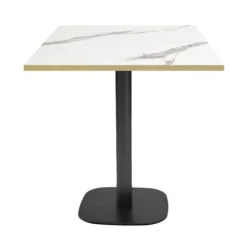 Tabel 70 x 70 cm - model Round marmor hvid med messingkanter Vit