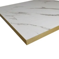 Tabel 70 x 70 cm - model Round hvid marmor hvid messingkanter Vit