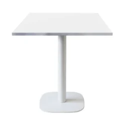 Tabel 70 x 70 cm - model Rund hvid fod hvid kanter inox Vit