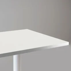 Tabel 70 x 70 cm - model Rund hvid fod hvid kanter inox Vit