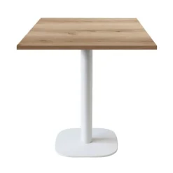 Tabel 70 x 70 cm - model Rund hvid fod egetræ delano brun