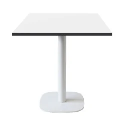 Tabel 70 x 70 cm - model Rund hvid ben hvid sorte kanter Vit