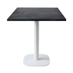 Tabel 70 x 70 cm - model Rund hvid metalgrå fod Svart