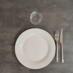 Tabel 70 x 70 cm - model Rund hvid metalgrå fod Svart