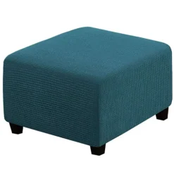 Teal Blå-Stor Fodskammel Betræk Stretch Ottoman Betræk Plys, Thi