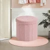 Teddy fleece-skammel med opbevaring 45 cm - Pink