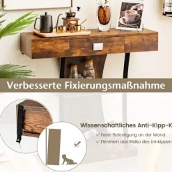 T-formet konsolbord til små rum 91 x 30 x 88 cm Rustik brun