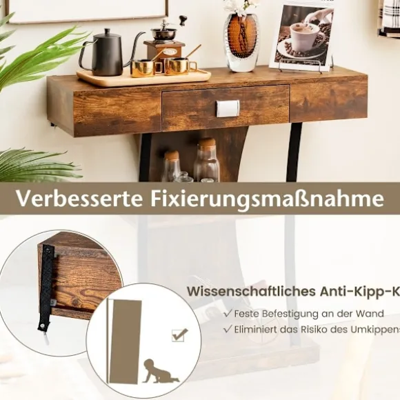 T-formet konsolbord til små rum 91 x 30 x 88 cm Rustik brun