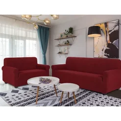 TIANSHU Enkelt Sofabetræk, Jacquard Stretch Stretch Sofabetræk med Armlæn Sofabetræk Dekoration til Stue Soveværelse (Enkelt, Mørkerød)