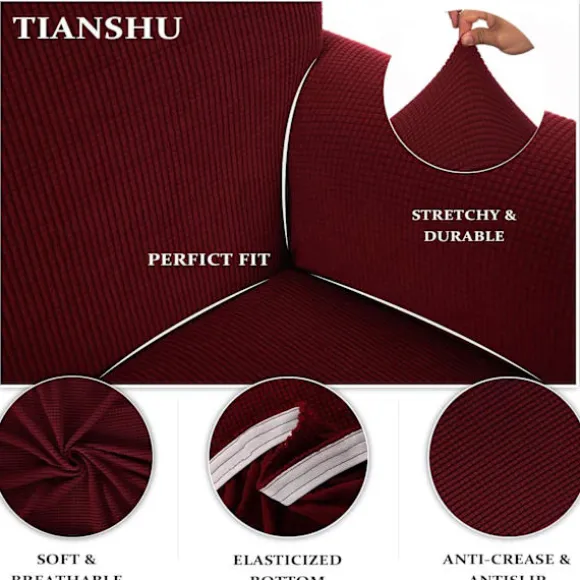 TIANSHU Enkelt Sofabetræk, Jacquard Stretch Stretch Sofabetræk med Armlæn Sofabetræk Dekoration til Stue Soveværelse (Enkelt, Mørkerød)