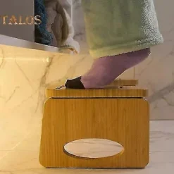 Toilet Skammel Trin Sammenklappelig Bambus Fodskammel med Anti-Slip Leje Forbedre Badeværelsesholdning Og Sunde Afføringsvaner
