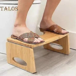 Toilet Skammel Trin Sammenklappelig Bambus Fodskammel med Anti-Slip Leje Forbedre Badeværelsesholdning Og Sunde Afføringsvaner