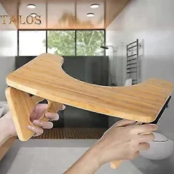 Toilet Skammel Trin Sammenklappelig Bambus Fodskammel med Anti-Slip Leje Forbedre Badeværelsesholdning Og Sunde Afføringsvaner