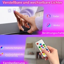 Toiletbord med LED-belysning Toiletbord med 7 dynamiske & 7 statiske dæmpbare LED-lys sort