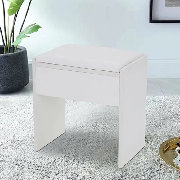 Toiletbordsskammer Enkel Skammel Behagelig Polstret Makeup Skammel 34 x 22 x 34 cm til Soveværelse Makeup