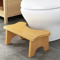 Toiletpall i bambus, pall til squat toilet, træpall, toiletpall til børn, enkel C-formet bambuspall
