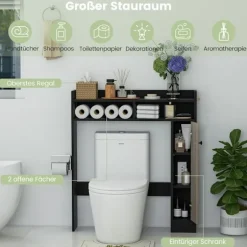 Toiletskab, overmonteret badeværelsesskab med justerbare hylder, toiletstativ