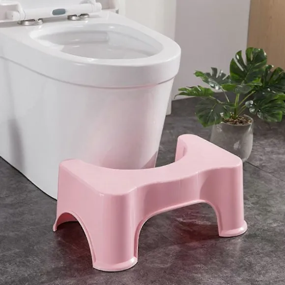 Toiletstol til husholdningsbrug Skammel Badeværelse Skridsikker plastikskammel til børn og ældre Ty Pink
