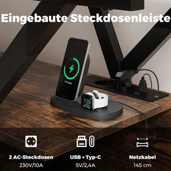 65-tommer TV-bord med LED-lys og opbevaring