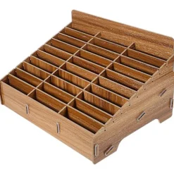 Træ 30-gitter Mobiltelefon Opbevaringsboks Desktop Mobiltelefon Holder Organizer