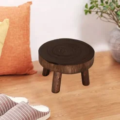 Træ Mini Pall Display Stand, dekorativ rund piedestal, mørk