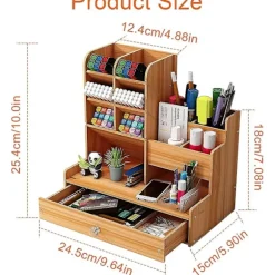 Træ Skrivebordsarrangør DIY Desktop Tidy Pen Holder Stor Kapacitet