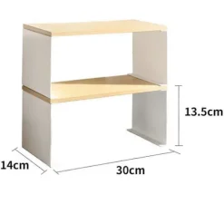 Træ Skrivebordsopbevaringsreol Gitter Dekoration Ramme Træ Gulvstående Dobbelt-Dæk Skrivebordshylde