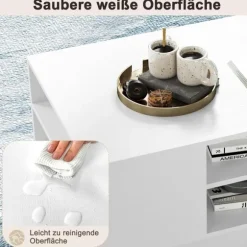 Træ sofabord med opbevaring & åbne rum stuebord sidebord sofabord hvid