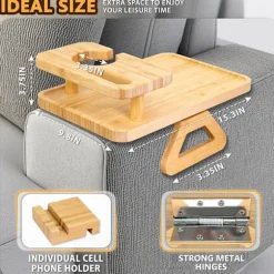 Træ Sofaer Armlænbakke, Skånsomt Design for Knive, Miljøvenligt Materiale, Ideel til Sofakopholder og Fjernbetjening eller Telefonholder, Unik
