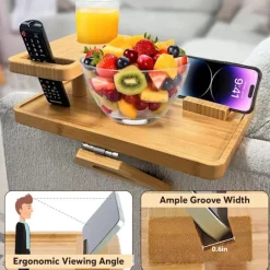 Træ Sofaer Armlænbakke, Skånsomt Design for Knive, Miljøvenligt Materiale, Ideel til Sofakopholder og Fjernbetjening eller Telefonholder, Unik