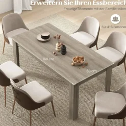 Træ spisebord 160 x 80 cm stort bord rektangulært køkkenbord spisebord natur