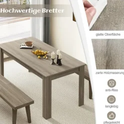 Træ spisebord 160 x 80 cm stort bord rektangulært køkkenbord spisebord natur
