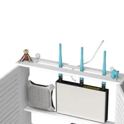 Trådløs Wifi-router opbevaringsboks i træ, kabelholder, strømkabel, vægmonteret stikplade