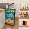 4-trins rullende køkkenvogn med håndtag, sort og brun