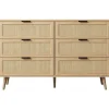 Trækommode med rattan "Preston" - 120 x 40 x 75 cm - Beige