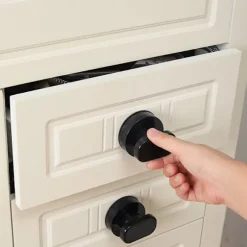 Trykstyret klæbende glas skydedør håndtag skuffe køleskabsdør garderobeskabsdør stansfrit håndtag toiletlåg håndtag sort 64 * 64 * 50mm D