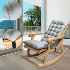 Tuftet Stolpude, Siddepude og Ryglænspude med Bindebånd, Fortykkede Gyngestolspuder til Terrasse, Have, Stue, Skridsikker Bund Premium Materiale