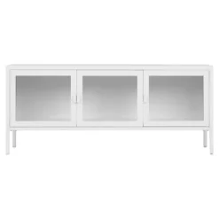 TV møbel - HOUSE NORDIC - KUBIX - Hvid metal - 3 glaspaneler - 130x40x55 cm Vit