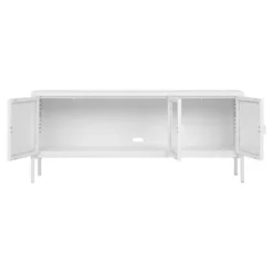 TV møbel - HOUSE NORDIC - KUBIX - Hvid metal - 3 glaspaneler - 130x40x55 cm Vit