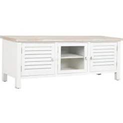 TV møbel - Middelhavet - MDF - Fyr - 120 cm - 3 døre - Hvid/Naturlig Natur, vit