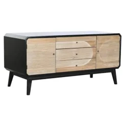 TV Møbel - Moderne - Træ - 120 cm - 3 skuffer - 2 døre - Sort Svart