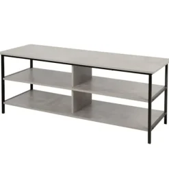 TV sidetable - AKTIVE - 110x40x45 cm - Cement effekt - Sort metalstruktur - Kan bære 30 kg - Moderne design