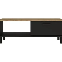 TV skab + OXFORD sofabord sæt - Industriel stil - Sort eg melamin - Sofabord: L110 cm og TV skab 159 cm Black-Oak