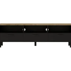 TV skab + OXFORD sofabord sæt - Industriel stil - Sort eg melamin - Sofabord: L110 cm og TV skab 159 cm Black-Oak