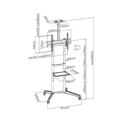 TV stativ - EWENT - EW1539 - 50 kg - Flerfarvet - 91 x 87,1 x 39 cm