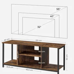 TV-bænk 120 cm med 4 hylder - Rustik brun