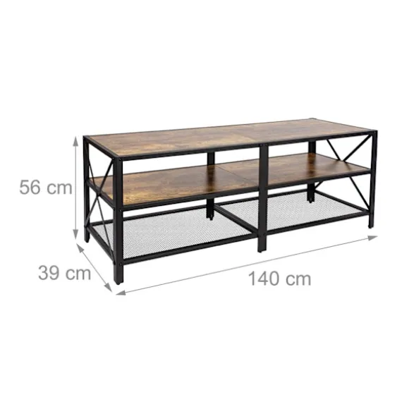 TV-bord med 4 rum, industrielt design