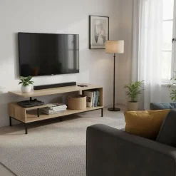 TV-bord med åbne hylder til 55-tommer skærme