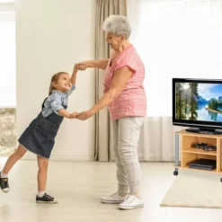 Tv-bord med hjul og 2 rum